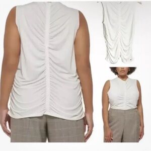 2X Calvin Klein Lovely Women’s Top. Shell/exterior 95% poly 5% spandex. White